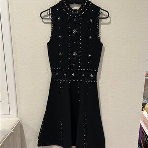 Black Sleeveless Dress with Studded Details sandro